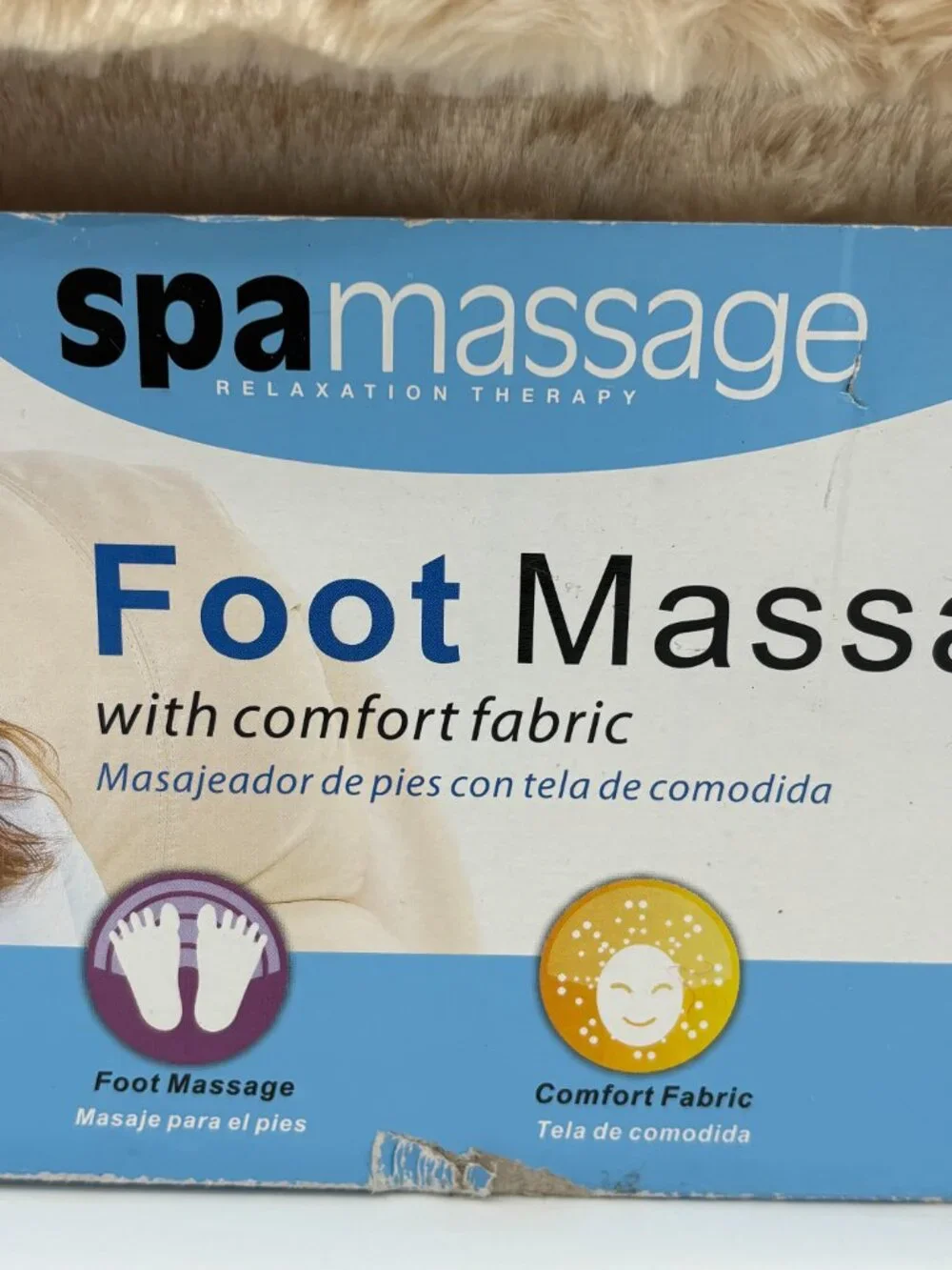 Spa Massage Foot Massager Vibration Slipper Style Relaxation Beige Fleece Soft